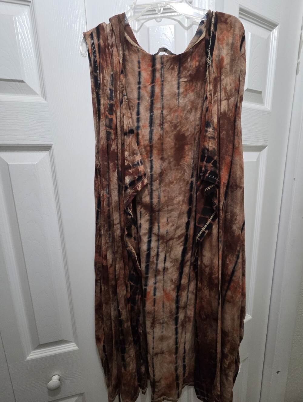 2X Brown Tie-Dye Sleeveless Cardigan
